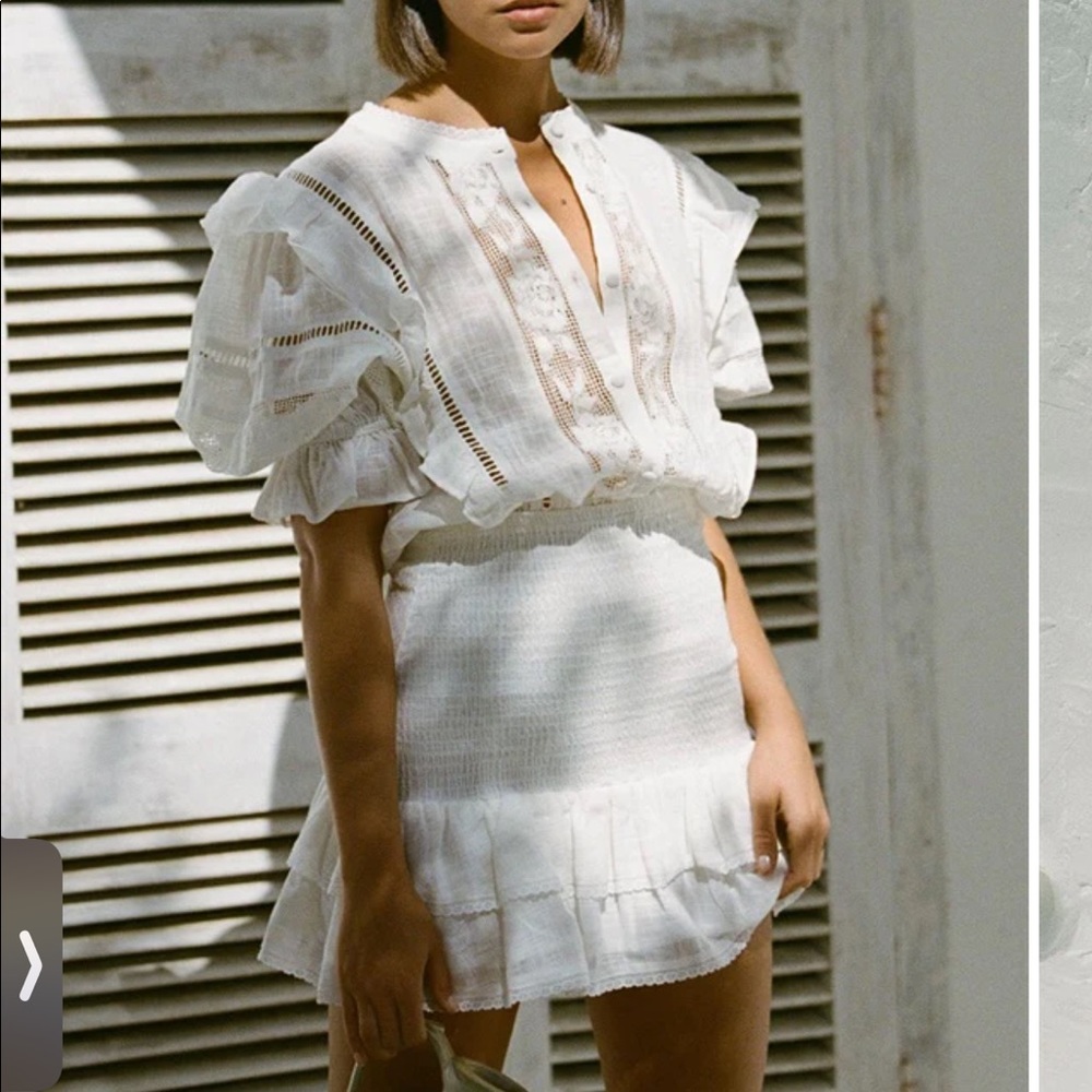 Sabo Skirt White Puff Sleeve Dress